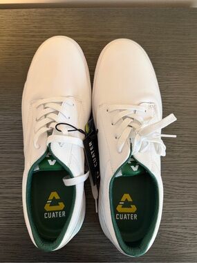 White Cuater Mens Golf Shoes Green Bottom